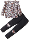 Retsugo Toddler Girl Clothes Set Leopard Long Sleeve Sweatshirt Top And Pants Toddler 2Pcs School Outfits Kids Fall Winter Cloth