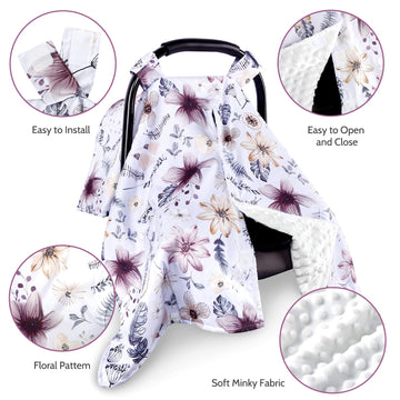 Jundetye Baby Car Seat Cover, Peekaboo Opening Winter Car Seat Canopy For Baby Girls Boys, Mom Nursing Breastfeeding Covers, Bla