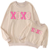Ag Aguu Mommy And Me Valentines Day Sweatshirts Glitter Patch Xoxo Shirts Family Matching Outfits Long Sleeve Pullover Top(Mom-B