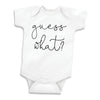 Bump And Beyond Designs Baby-Boys Surprise Pregnancy Announcement To Family Guess What Leotard White, 0-3 Months