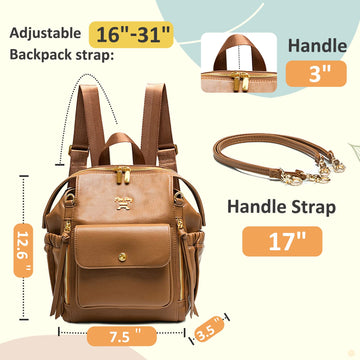 Miss Fong Small Diaper Bag, Mini Diaper Bag Dackpack Leather Diaper Bag Backpack With 12 Diaper Bag Organizer, Insulated Pocket,