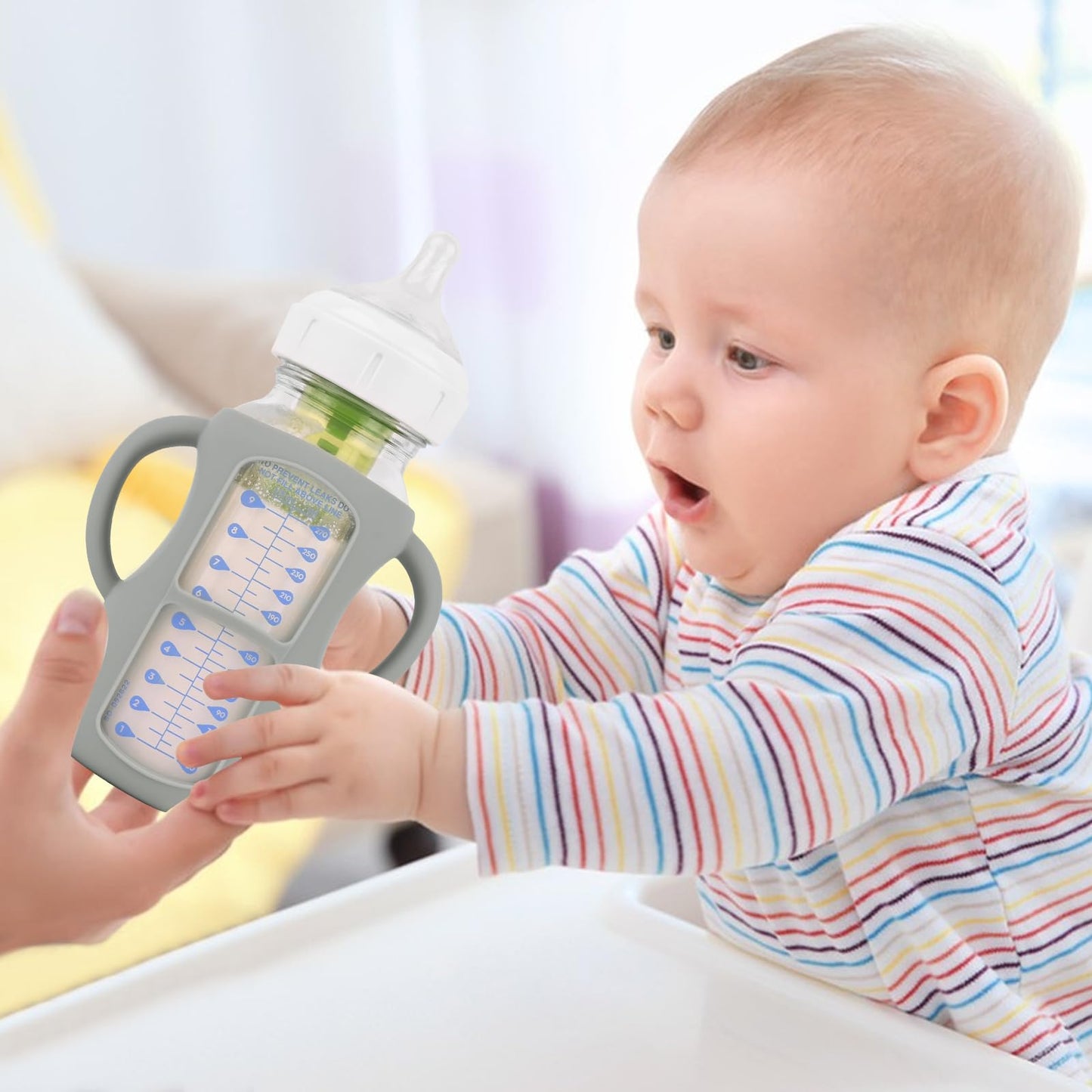 Huakener 4 Pack Silicone Sleeves With Handles For Dr Brown Baby Bottles, Anti Breakage Baby Bottles Holder, Compatible Dr Brown