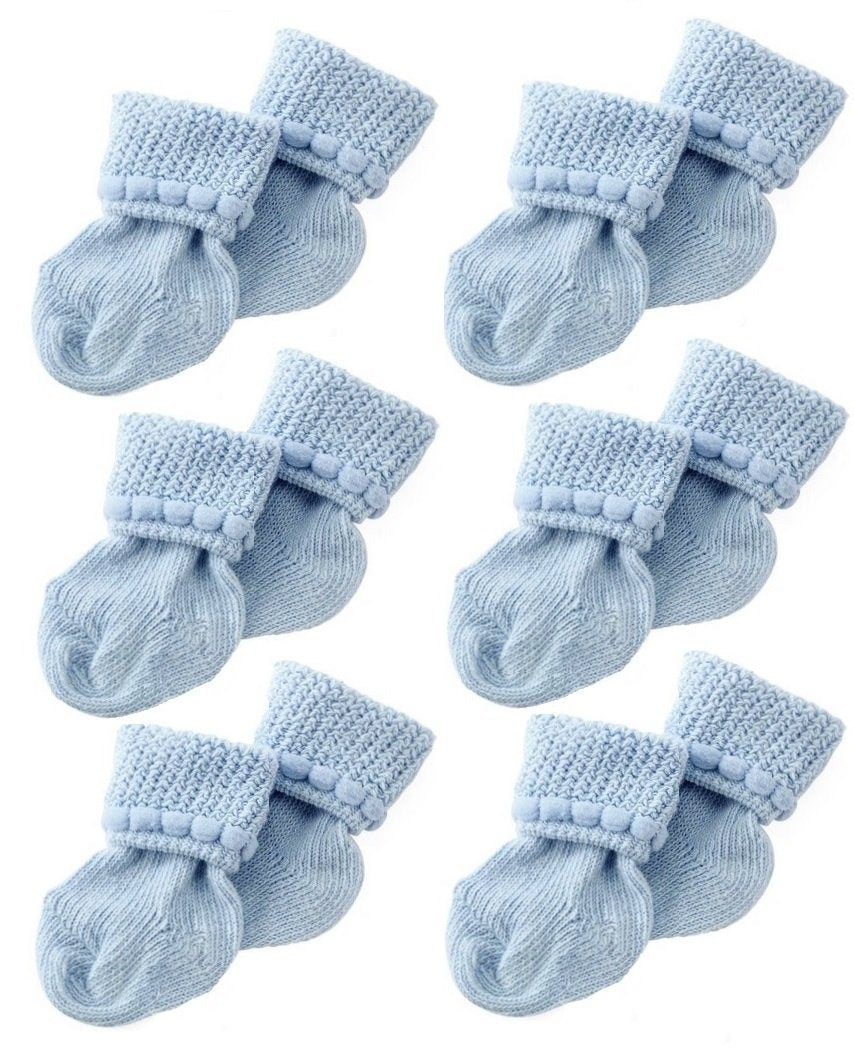 Nurses Choice Blue Newborn Baby Socks Includes 6 Pairs Of Cotton Socks