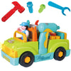 Toddler Tool Set Toy Trucks Kids Mechanic Workbench Take Apart Musical Toolbox with Electric Drill, Power Play Tools, Lights, Bu