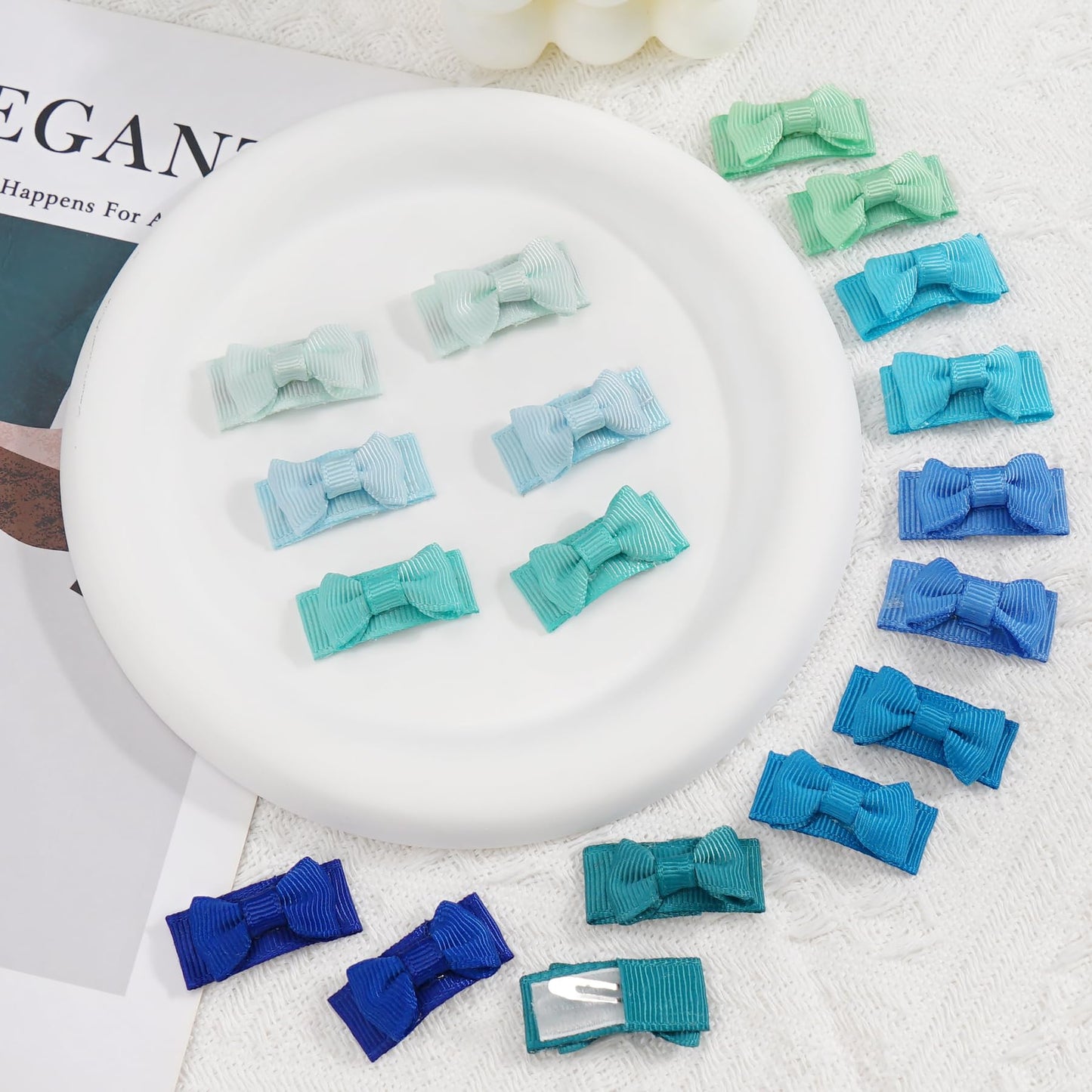 C Llot Hair Clip, 120Pcs Baby Girls Grosgrain Ribbon 1.2' Mini Bow Snap Clips, 60 Colors For Infant Toddlers Fine Thin Hair In