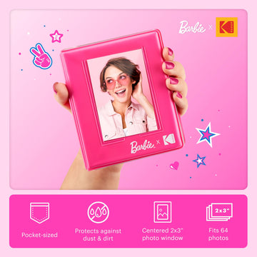 Kodak X Barbie 64-Photo Mini Photo Album With Transparent Window Cover For Barbie Instant 2X3 Zink Zero Ink Photo Paper