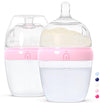 INTTERO Natural Anti-Colic Formula Dispenser Baby Bottle - Air-Free Vent - 6oz/2pk Cute Pink Slow Flow - Everyday Baby Essential