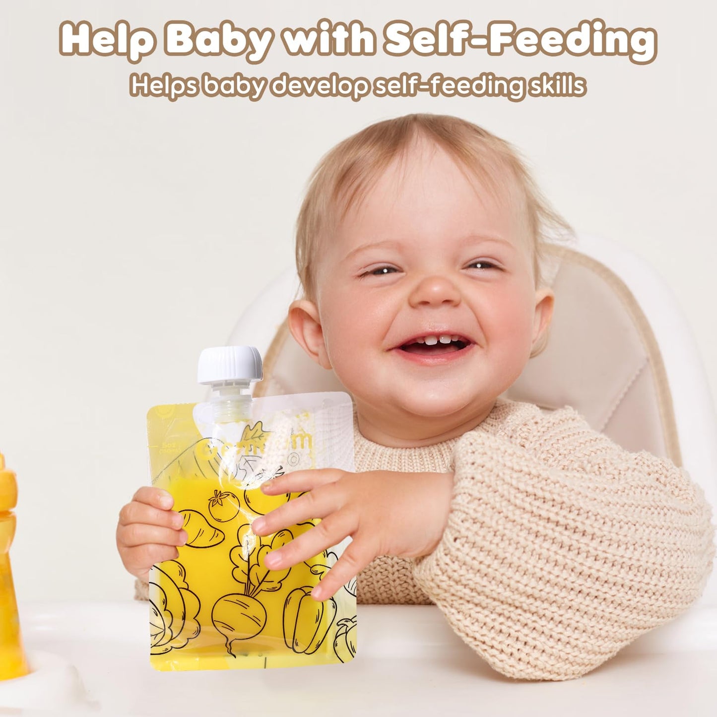 Gemdom 20 Pack Reusable Baby Food Pouches For Toddlers, Refillable Squeeze Pouch For Applesauce Yogurt Homemade Organic Puree Ju