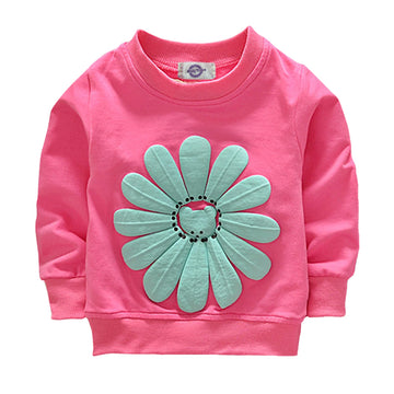 Toddler Baby Girls Sunflower Clothes Set Long Sleeve Top And Pants 2Pcs Outfits Fall Clothes (Rose Red,Age 2T)