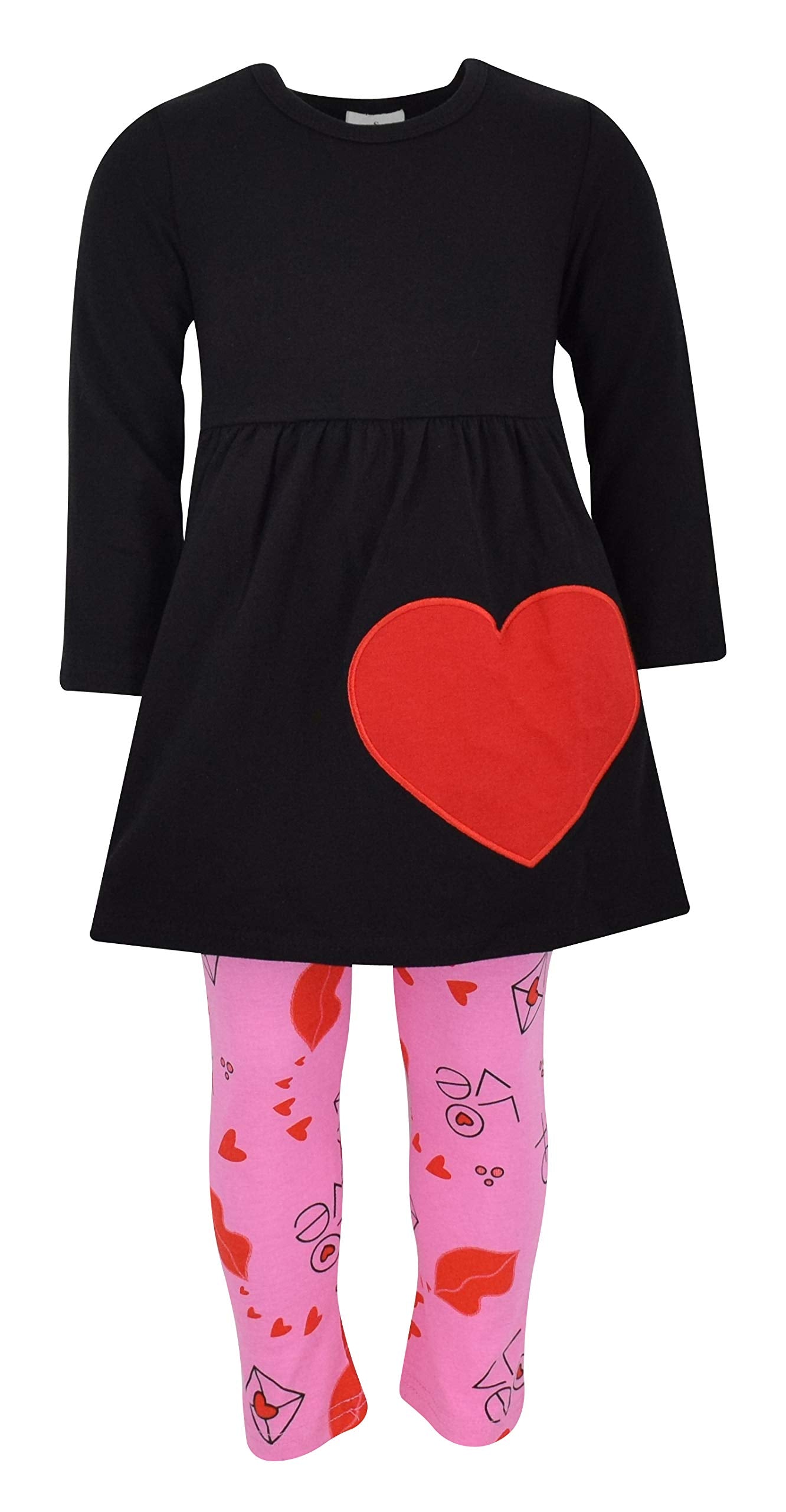 Unique Baby Girls Valentines Day Love Letters Toddler Outfit Legging Set (10 Years, Black)