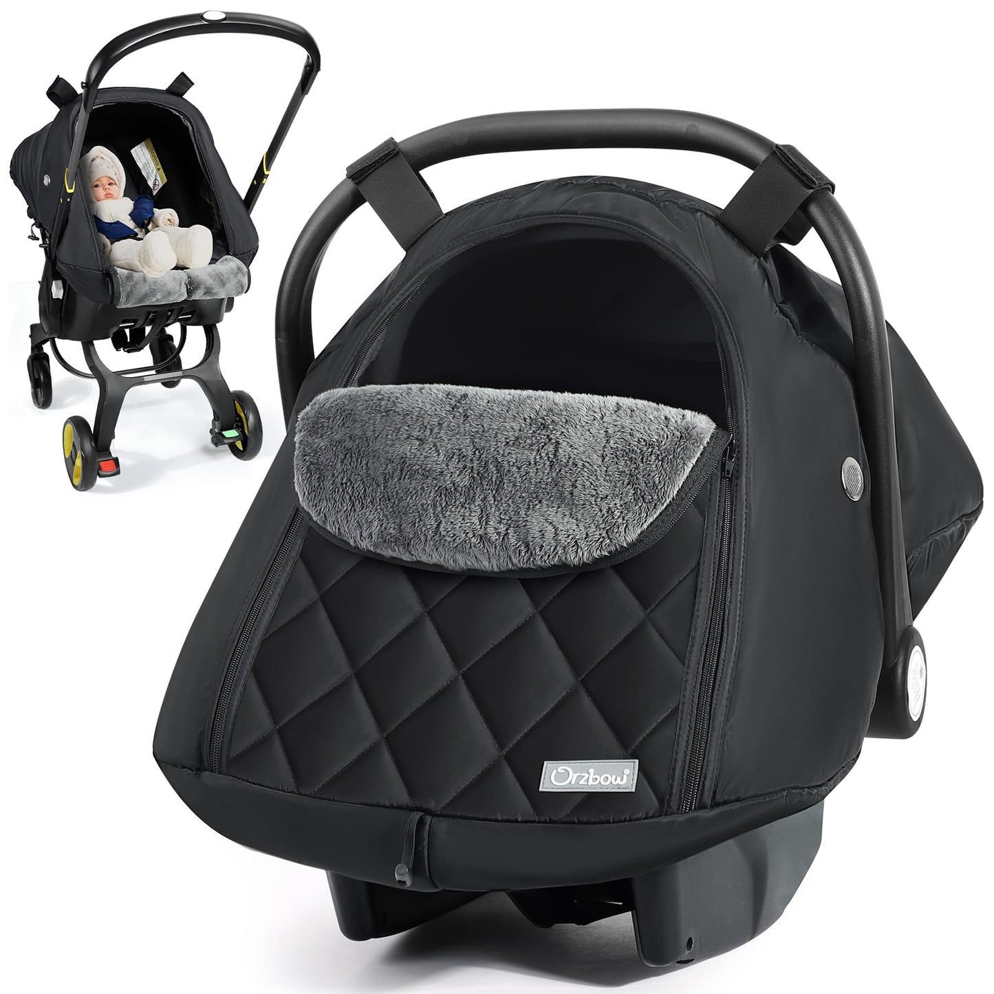 Orzbow Baby Car Seat Cover Winter - Waterproof Carseat Cover for Doona Car Seats and Strollers, Breathable Infant Carseat Canopy