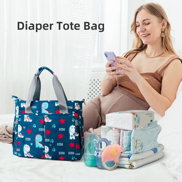 Pheben Diaper Bag Tote Waterproof Messenger Purse Baby Bags For Mom And Dad Multifunction Large Travel Diaper Tote Bags(Cute Din