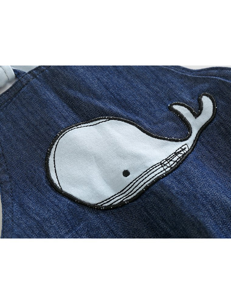 Abolai Cute Baby Boys Clothes Toddler Whale Jeans Romper Set With Blue Short Sleeve T-Shirt Blue 90