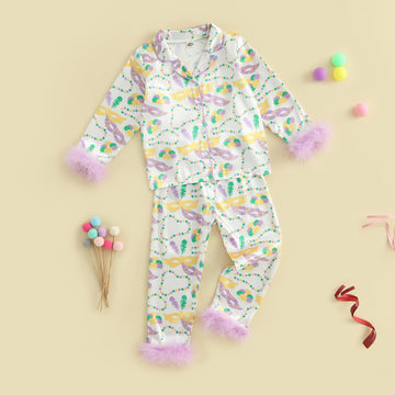 Afunbaby Toddler Baby Girl Boy Silk Satin Pajamas Set Button Down Pjs Kids Long Sleeve Shirt Pants Christmas Pjs Sleepwear (Purp