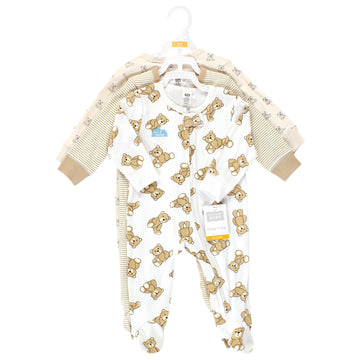 Hudson Baby Unisex Baby Cotton Sleep And Play, Teddy Bears, 0-3 Months
