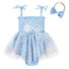 Titkkop Baby Girl 1St Birthday Clothes One Year Old Tulle Romper Sleeveless Bodysuit Cake Smash Outfits(Sky Blue,9-12M)