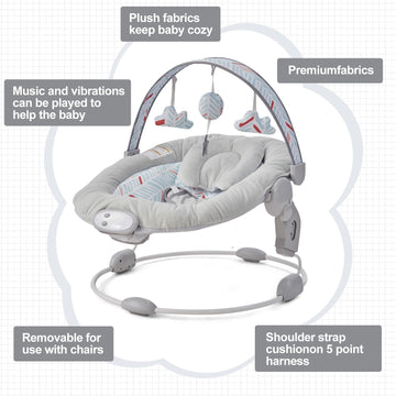 Wooden High Chair With Baby Bouncer - Convertible Baby Highchair With Tray - Adjustable High Chair For Babies/Toddlers/6 Months