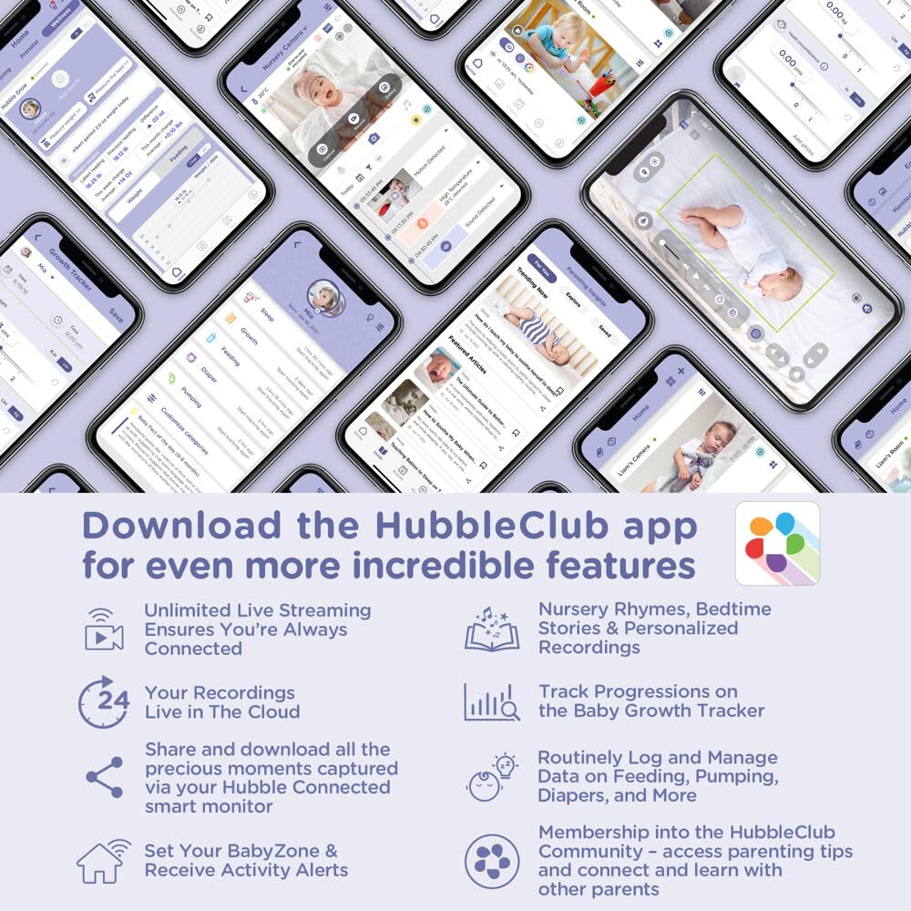 Hubble Connected Nursery Pal Cloud Touch Smart Wifi Enabled Baby Monitor With 5 Inch Hd Color Touchscreen Parent Unit, Plus Prel