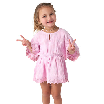 Gerber Baby Girl'S Standard Toddler Kaftan Swim Cover Up, Light Pink, 0-3 Months