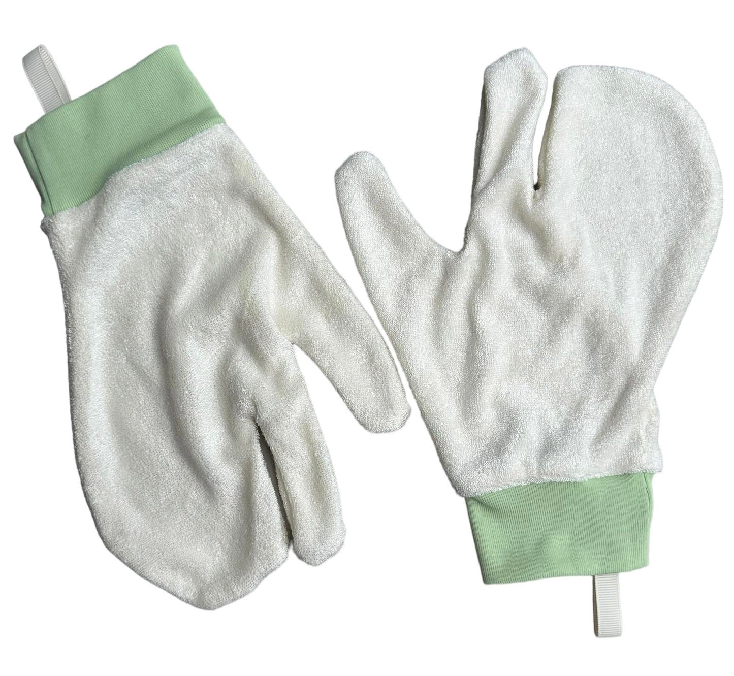 My Fruit Shack Nooks & Crannies Organic Bamboo Wash Gloves Mitt Pair - Newborns, Babies, Toddlers, Sensitive Skin Washcloth, Eas