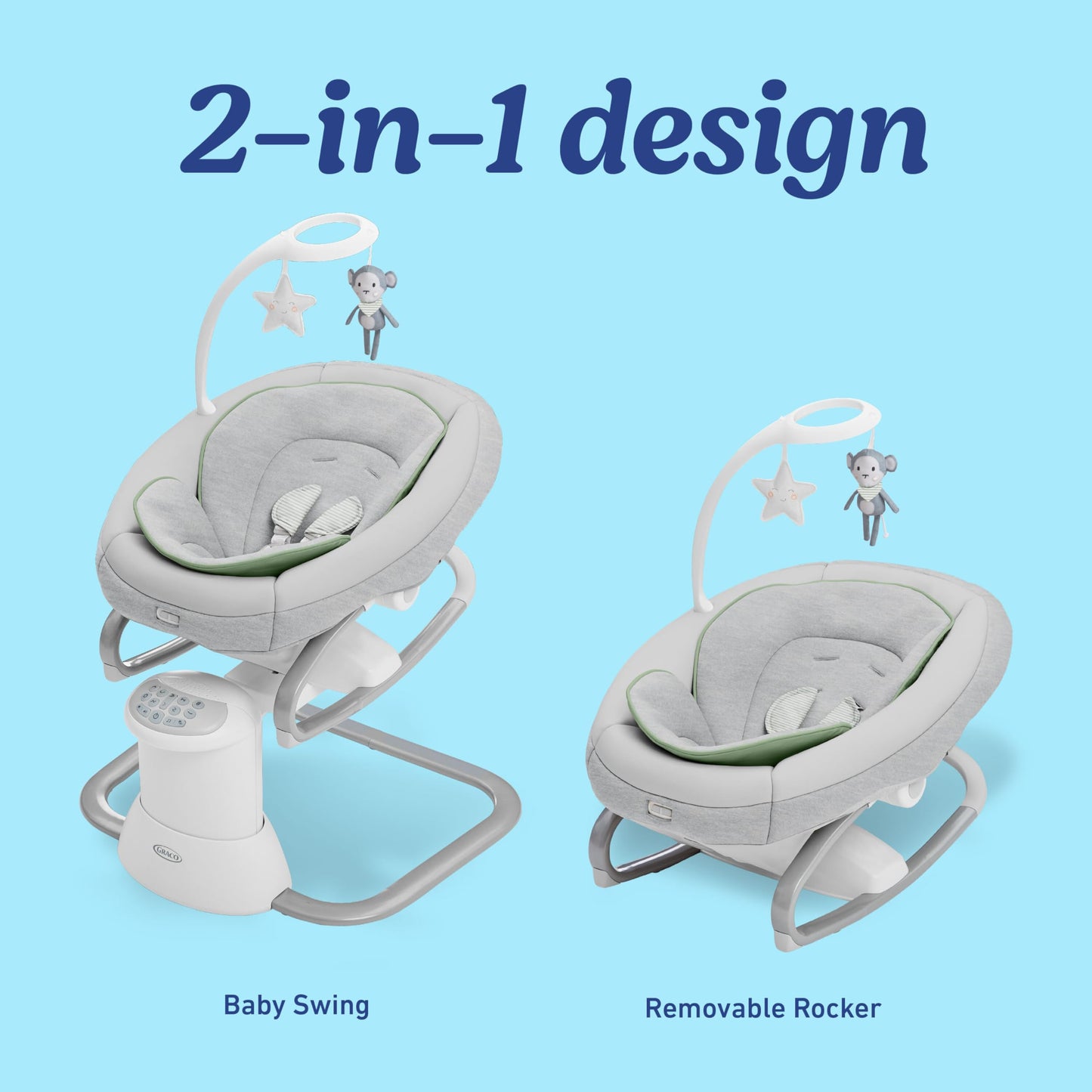 Graco Soothe My Way With Removable Rocker, Madden - Versatile Baby Swing & Portable Rocker