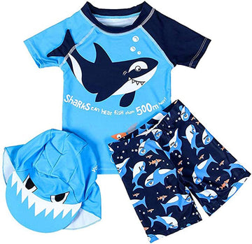 Baopteil Baby Boys Two Pieces Swimsuit Sets Toddler Bathing Suit Rash Guards Sunsuit Swimwear With Hat Upf 50+(Mechanical Shark,