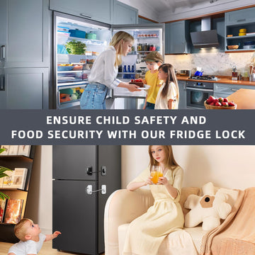 Rormgo Refrigerator Lock 2 Packs, Fridge Lock With Silicone Wire Protection Fridge Locks For Kids Easy To Use And Install Fridge