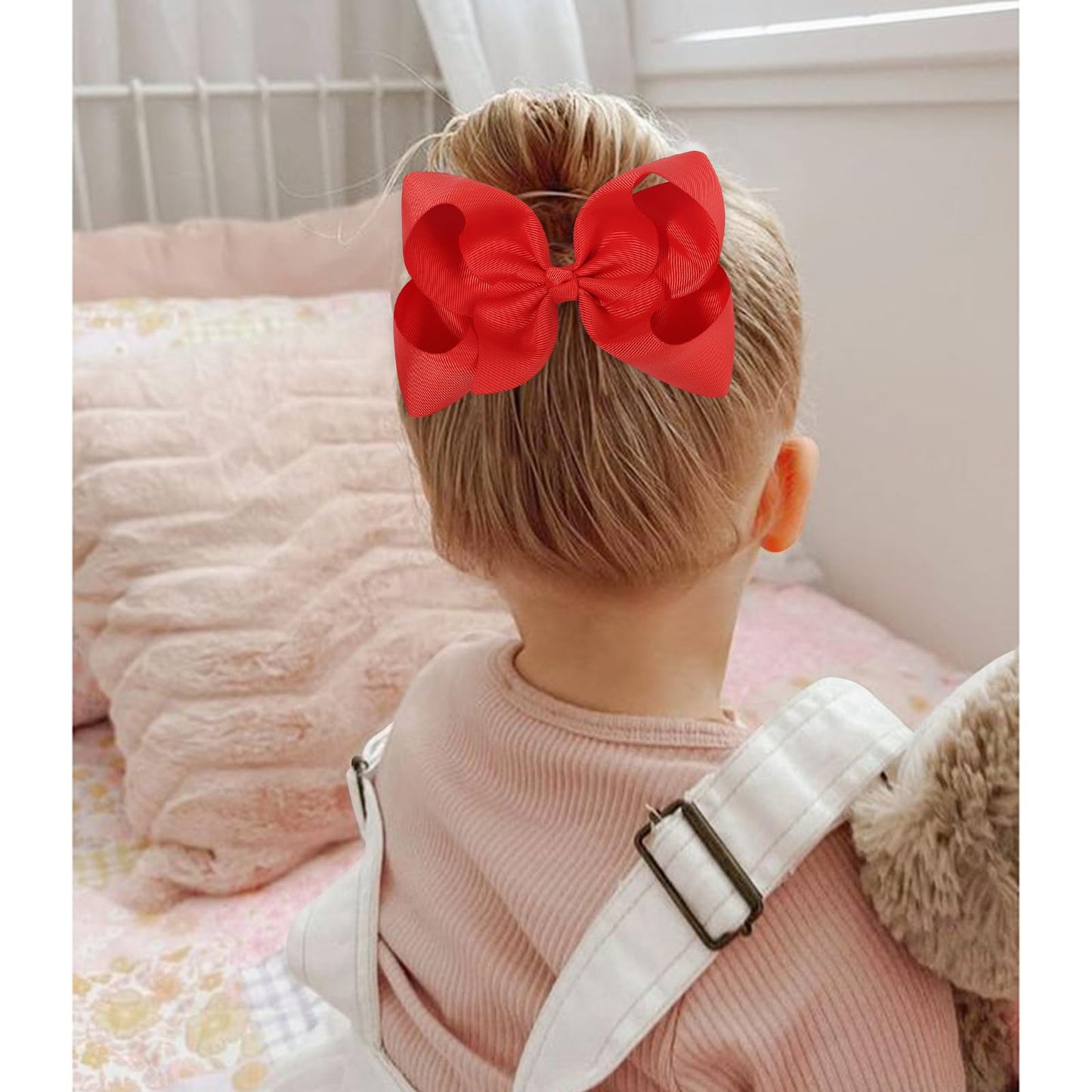 Yhxx Ylen 2 Pcs Hair Bows For Girls Alligator Clips Bows Hair Accessories (6Inch-Red)