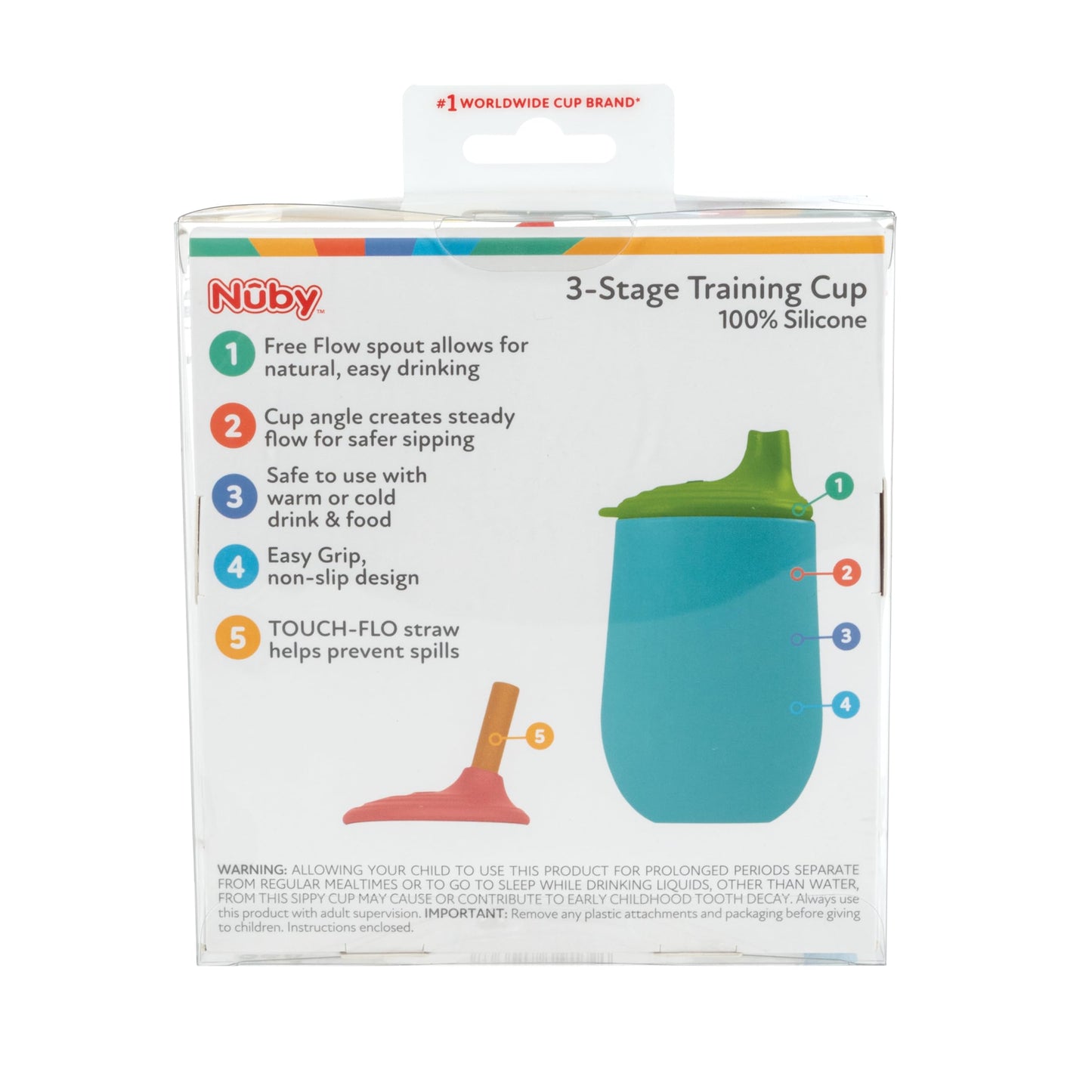 Nuby First Training Cup Set - Silicone Tumbler With Spout And Straw Combo - 4 Oz - 6+ Months - Pink