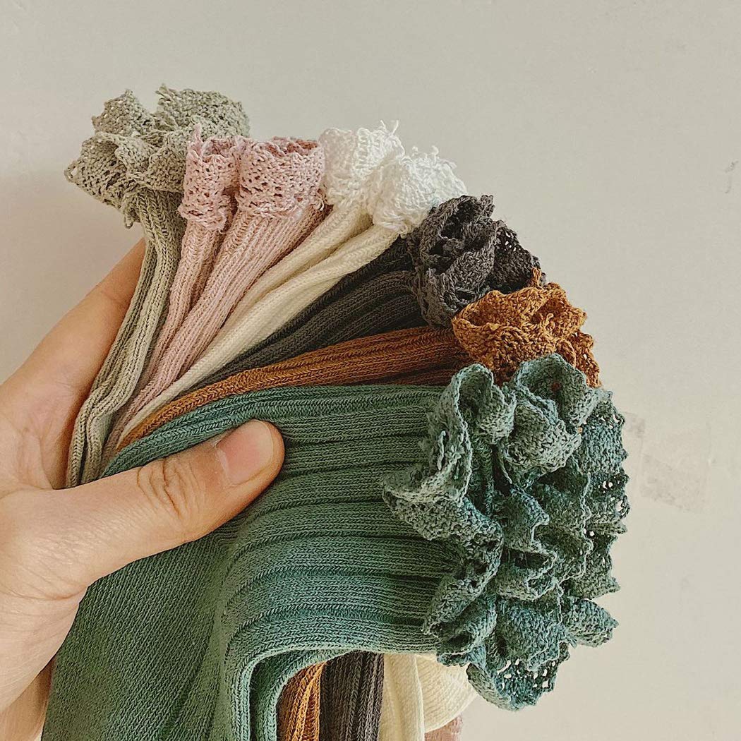 Ashmyova Baby Girls Vintage Ankel Lace Socks Toddler Ruffles Casual Dress Socks 6 Pack Size 6-24Months