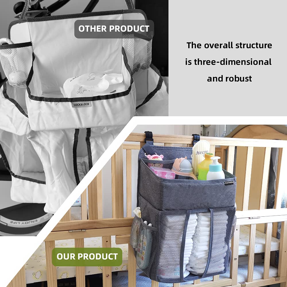 Clearworld Hanging Diaper Caddy Organizer,Diaper Stacker And Crib Organizer,Upgrade Thicken Nursery Organizer For Changing Table