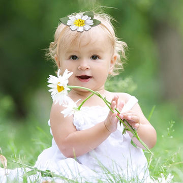 Agkvw White Felt Daisy Baby Headband- Two Groovy And Groovy One Headband, Woodland Baby Headbands, New Born Shooting Props, Half