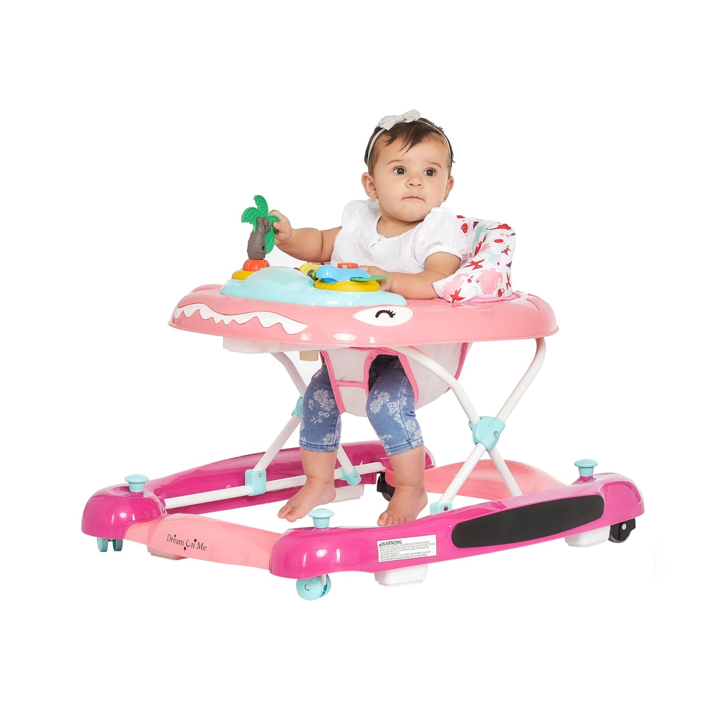 Dream On Me Baby Steps Baby Walker In Pink, Adjustable Three Position Height Setting, Removable Tray, Easy To Fold And Store Bab