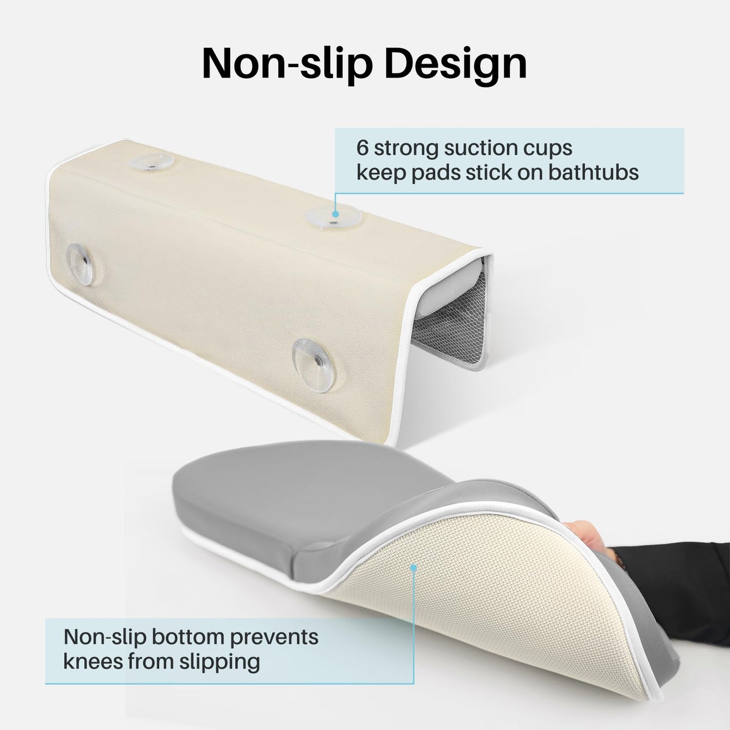 Bath Kneeler And Elbow Rest Pad Set, 1.6'' Extra Thick Bath Support For Knees And Elbows, Memory Foam Bath Mat With Toy Organize