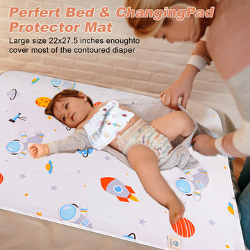 Baby Portable Changing Pad Waterproof Diaper Changing Mat Travel 3 Pack Washable Mattress Pad Reusable Under Pads Changing Pad L
