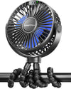 Sweetfull Portable Stroller Fan With Led Display 4000Mah Battery Powered Mini Clip Fan, 4-Speed Rechargeable Small Personal Fan
