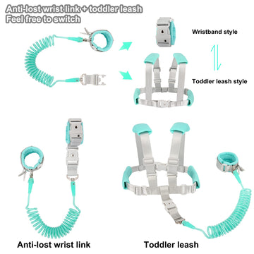 Blisstime 2 In 1 Toddler Leash -Anti Lost Wrist Link For Toddlers -Toddler Harness,Baby Leash,Leash For Toddlers,Wrist Leashes,C