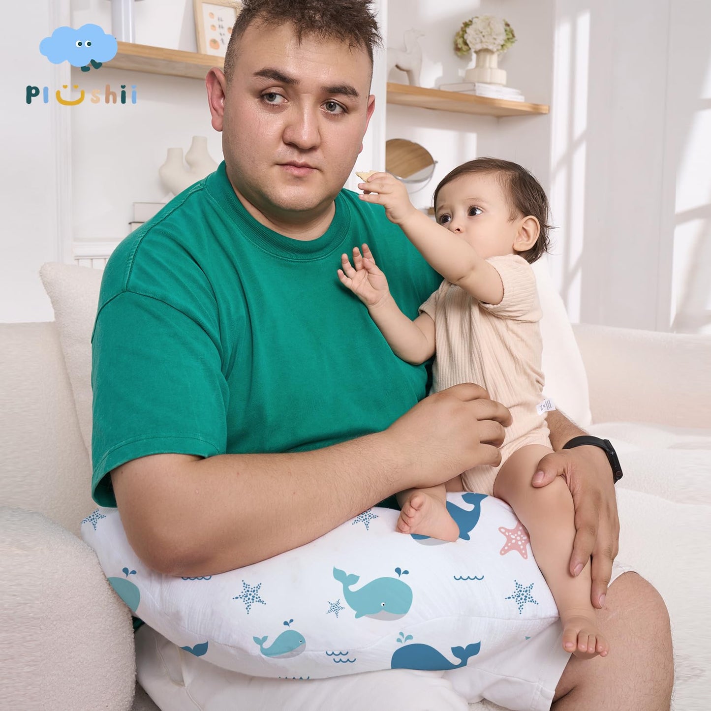 Plushii Nursing Pillow For Breastfeeding, Breathable Breast Feeding Pillow And Positioner With Removable Cover For More Support,