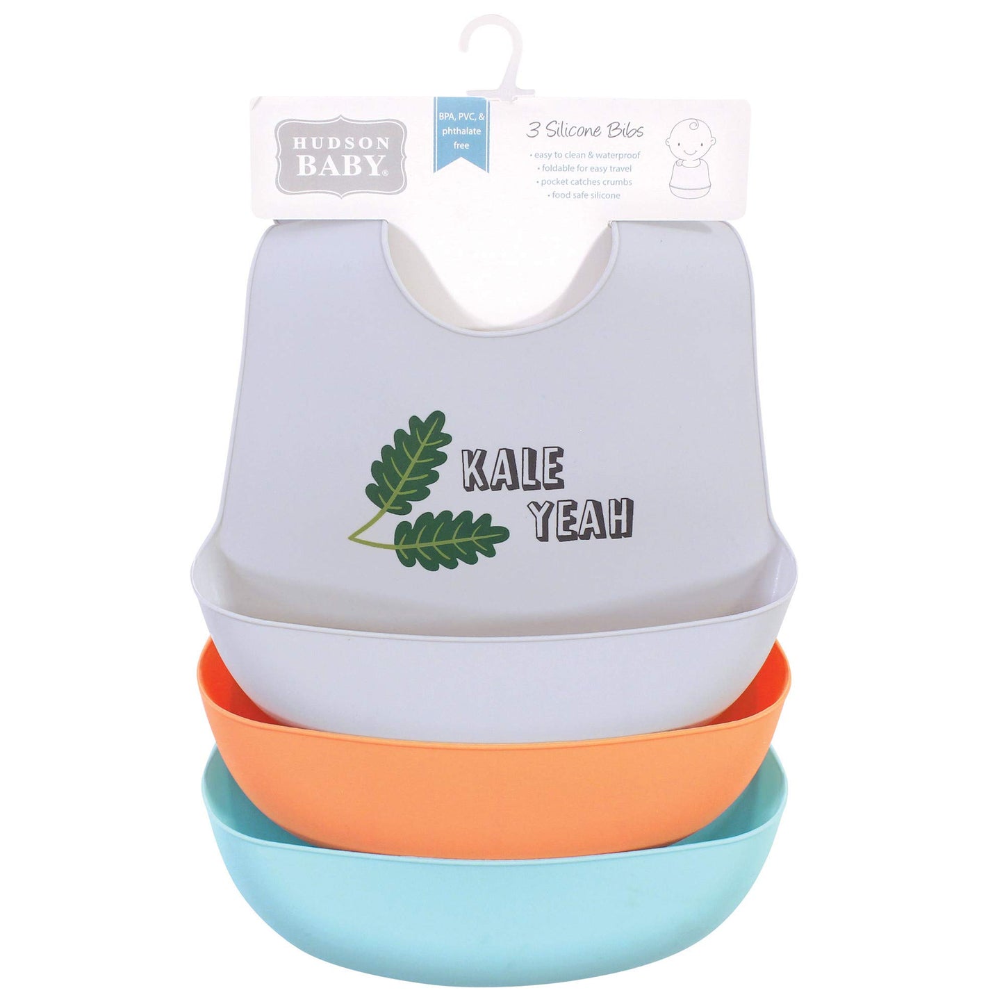 Hudson Baby Unisex Baby Silicone Bibs, Kale Yeah, One Size