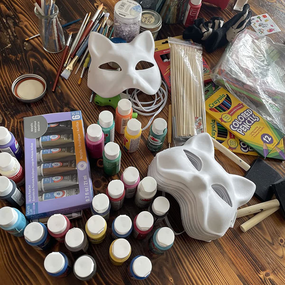 Embolden Jewelry 25 Pack | Cat Masks | Paint Diy Party Favor For Girls | Art Kit For Preschool - Elementary Classroom | Cat Love