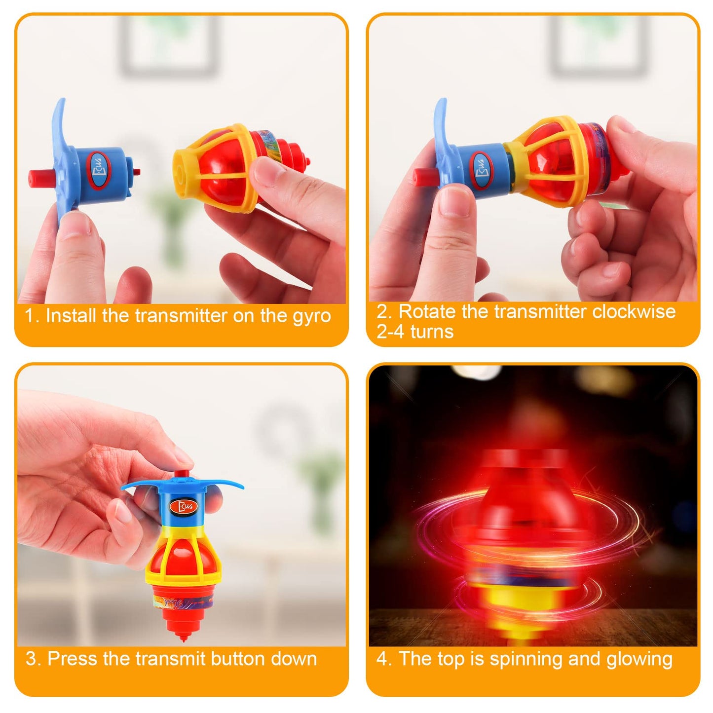 20Pcs Starhig Light Up Spinning Tops For Kids, Led Light Up Flashing Spinning Tops,Gyroscope Novelty Bulk Toys Party Favors