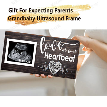Yudarte New Mom Gifts - Pregnancy Announcements Baby Ultrasound Picture Frame - Love At First Heartbeat Sonogram Photo Frame 4X3