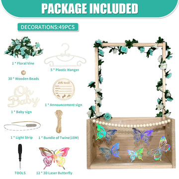 Wooden Baby Shower Crate Closet, Customizable Lights Up Diy Acrylic Visible Baby Storage Crate With Handle, Easy Assembly Baby B