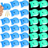 RoundFunny 30 Pcs Whale Rubber Bath Toys Glow in The Dark Mini Sea Animal Blue Squeezable Squeak Toys for Beach Pool Shower Play