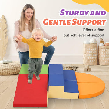 Todiby 6-Piece Soft Pu Leather Toddlers Climbing Toys, Baby Foam Climbing Blocks For Toddlers, Foam Play Gym Climbing Structures