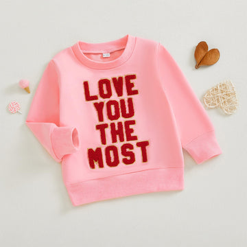 Bonangber Toddler Girl Valentines Day Outfit Love Crewneck Sweatshirt Letter Long Sleeve Shirt Pullover Tops Valentines Day Clot