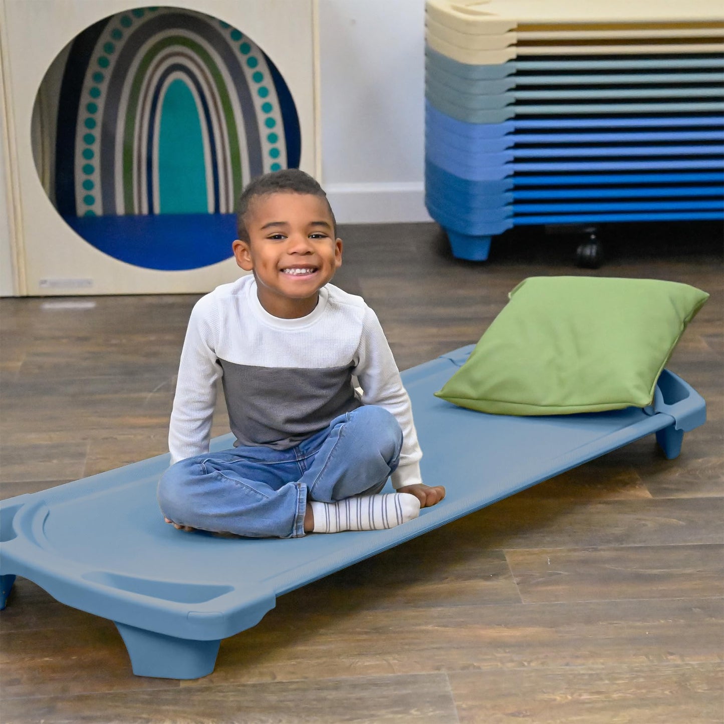 Childrens Factory Spaceline Nap Cot, Kids Daycare And Preschool Sleeping Cot, Standard Size, Wedgewood