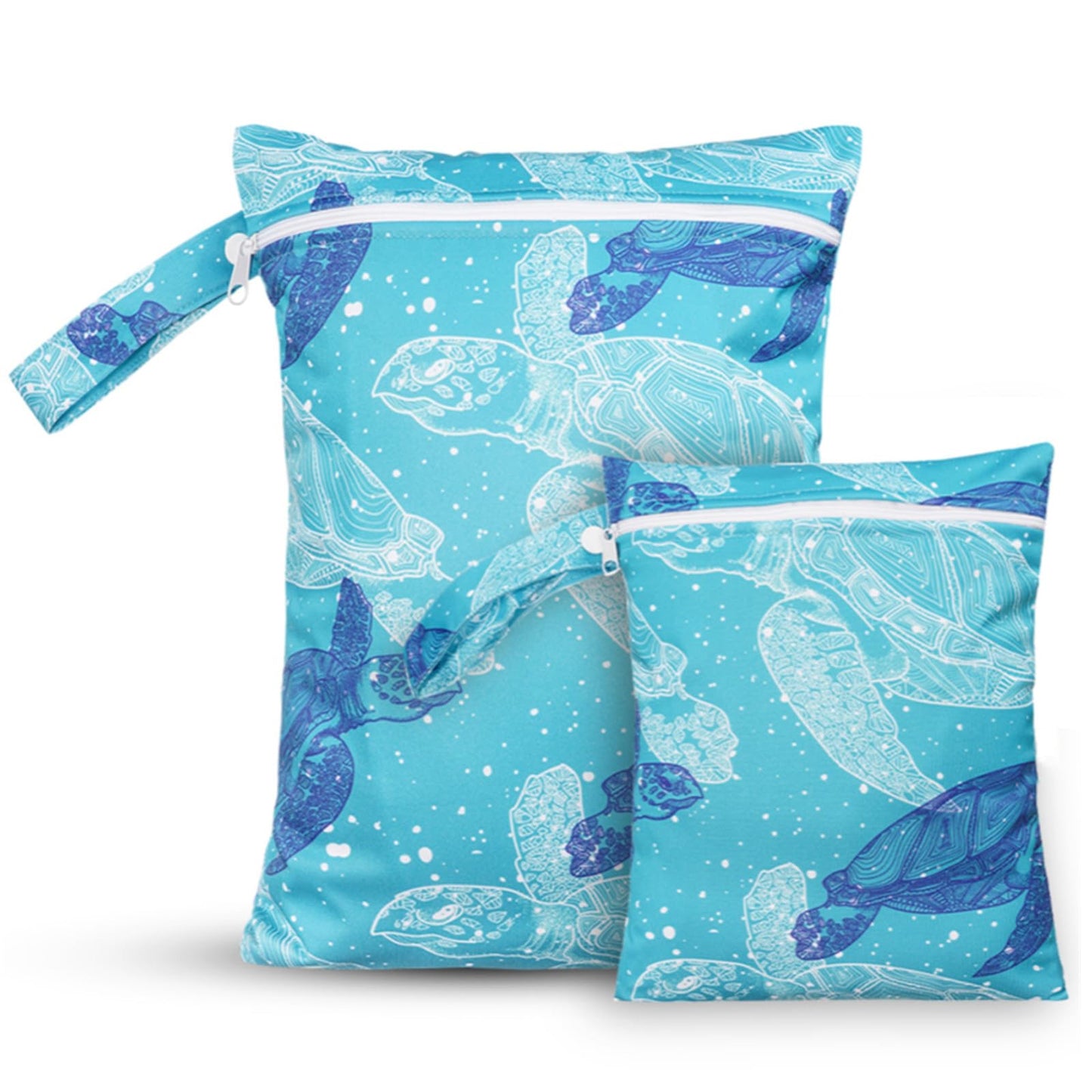 2 Sizes Wet Bags, Waterproof Storage Bag for Baby Diapers and Pump Parts, Reusable Diaper Bag with Zippered Pockets and Handle,