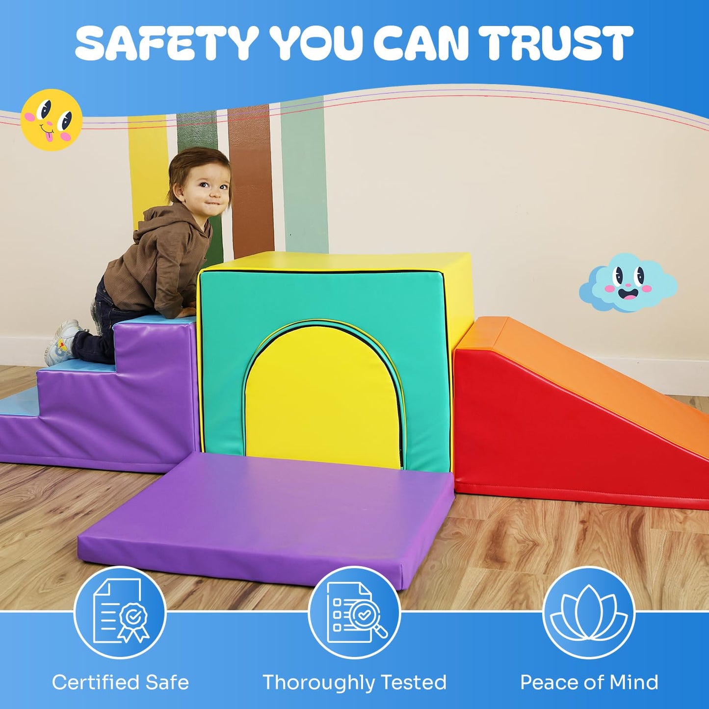 New Bounce Toddler Climbing Toys - Soft Play Set For Kids - Foam Climbing Blocks - Safe Soft Gym Equipment - Great For All Ages