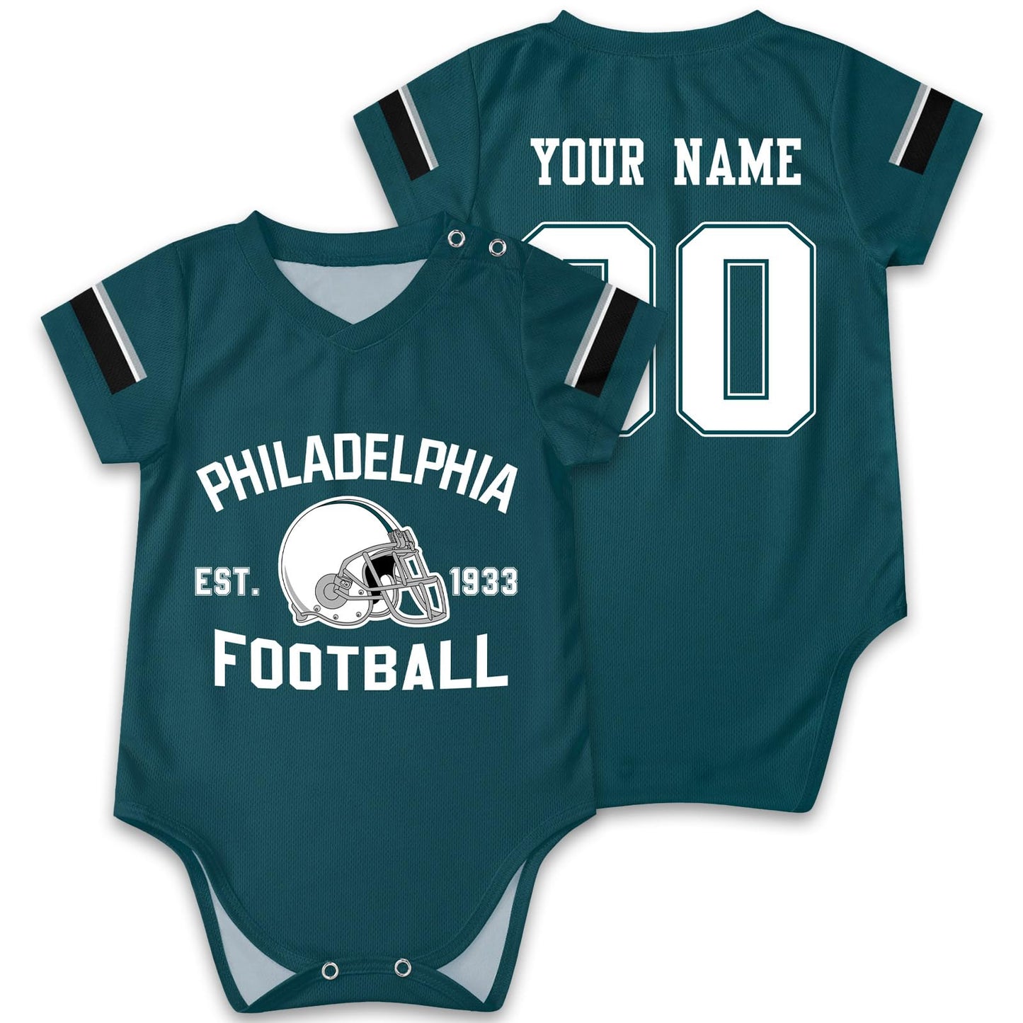 OAOANS Philadelphia Baby Clothes Custom Name Number Personalized Football Baby Jersey Clothing Newborn Toddler Apparel 0-24 Mont